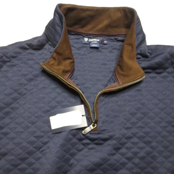 NWT CREMIEUX mens SWEATSHIRT quilted NAVY tan SWEATER blue CLASSIC SIZE XXL - Picture 7 of 10